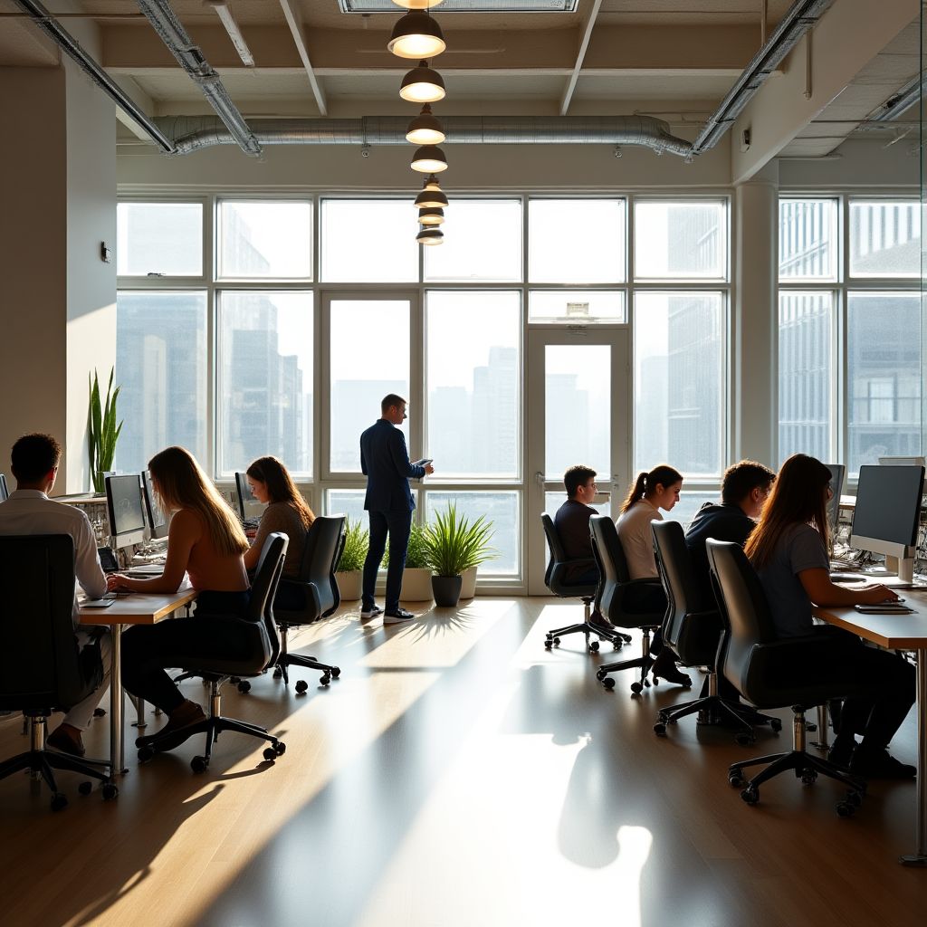 Espacio de trabajo colaborativo en la oficina.